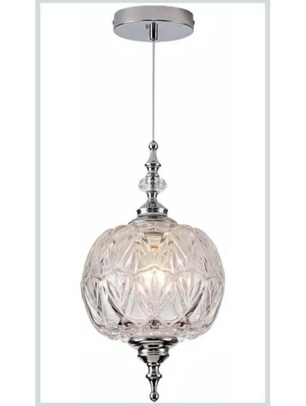 Modern Chrome/Flower Glass Pendant Light Fixture - New in Box
